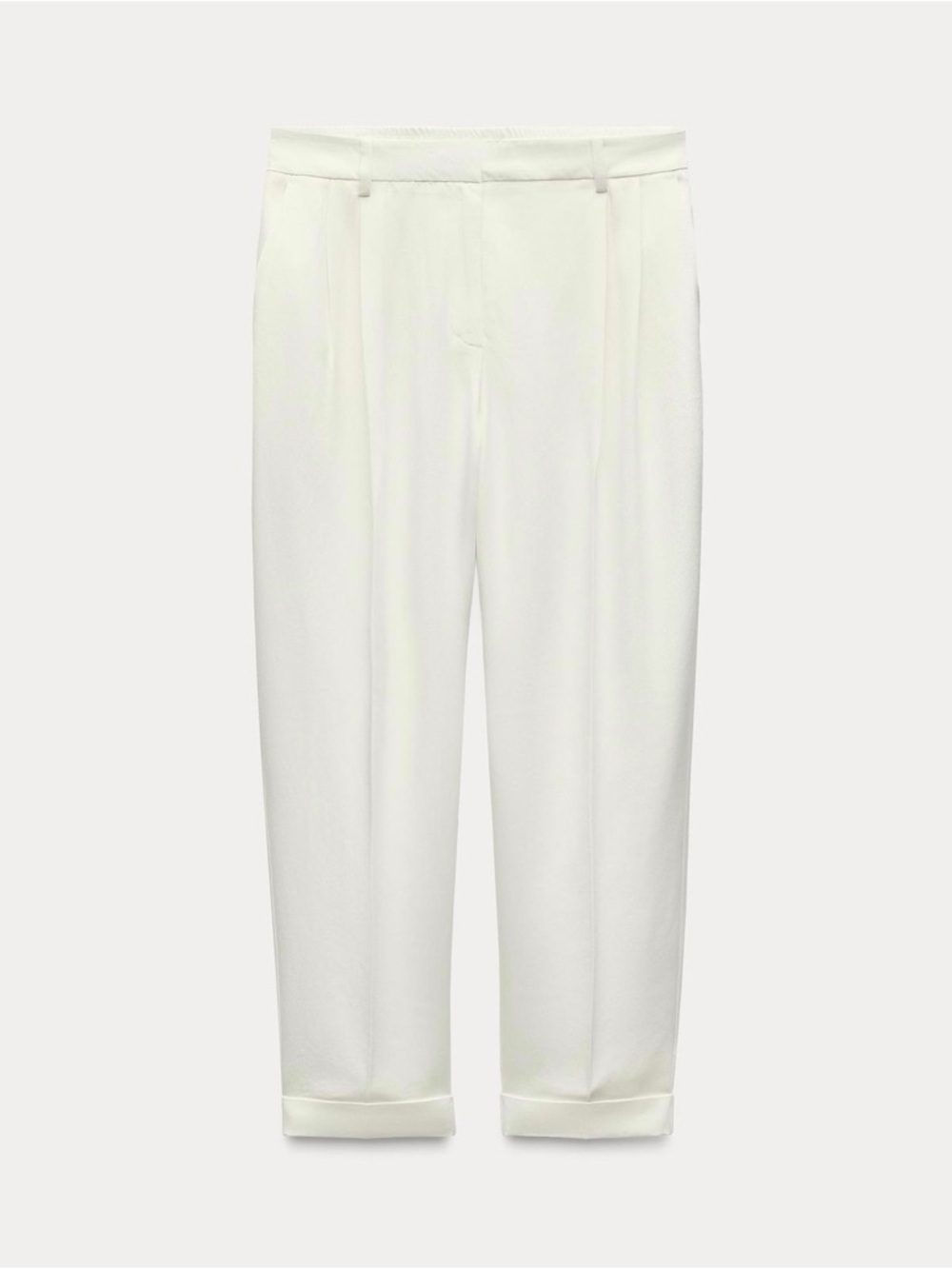 Zara Turned Up Cuff Straight White Pants Sz M